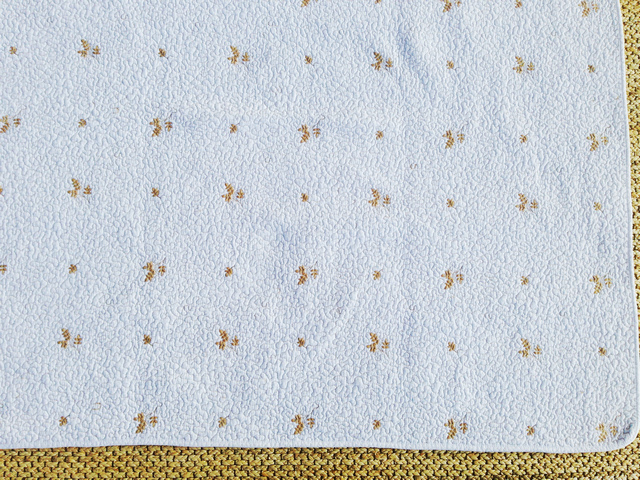 White With Beige Embroidery Quilt