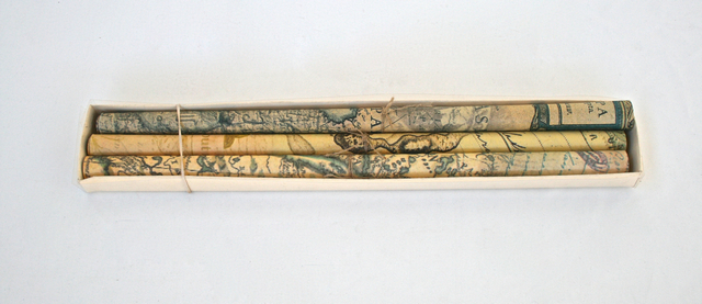 3 ROLLS GIFT WRAP VINTAGE MAPS        3X55X76
