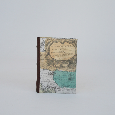 Old Map Notebook With Leather Spine