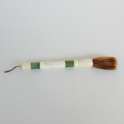 ANTIQUE P/BRUSH JADE/ENGRAVE      30CM
