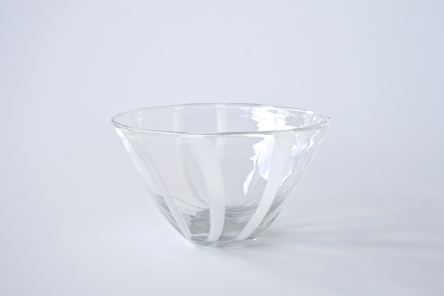 Clear & Stripe Milk Glass Bowl