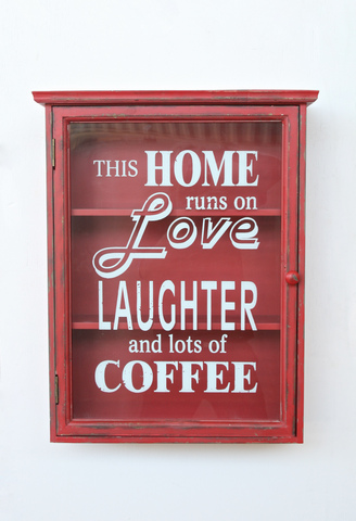 Red Wood Cabinet Glass Door Love