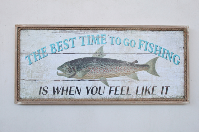Wooden Plaque 'Best Time Fish'