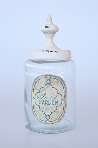 Lrg Glass Jar 'Secret Garden'