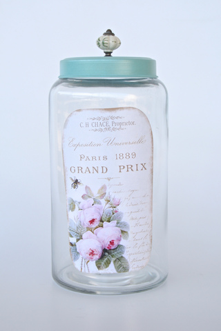 Tall Glass Round Jar With Aqua Lid
