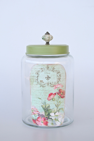 Round Glass Jar With Green Porcelain Lid