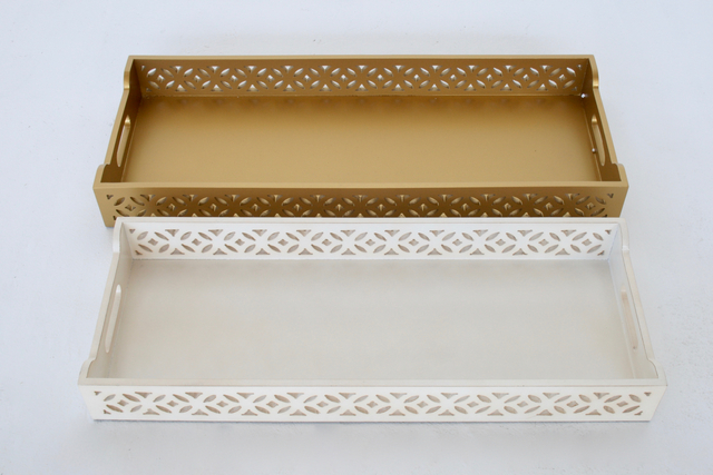 Set Of 2 Gold & Cream Trays