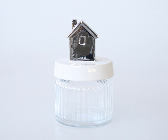Glass Jar Silver House Lid
