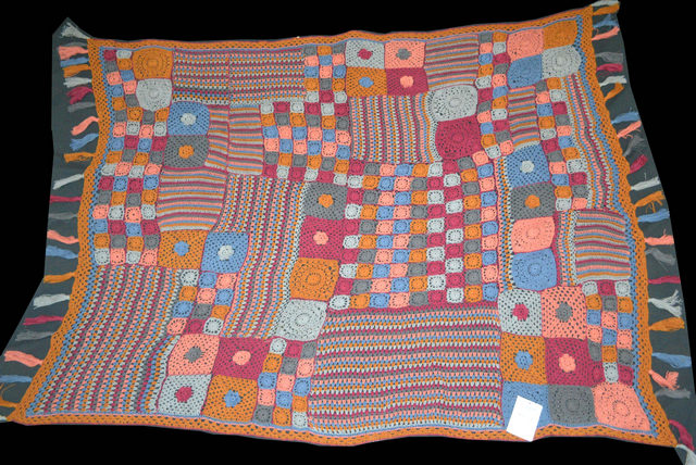 Pink, Blue And Apricot Crochet Throw