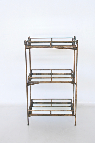 3 TIER MIRRORED GOLD BRUSH STAND  47X89X30CM