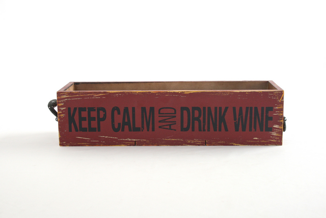 Keep Calm Red Wood Box/Handles