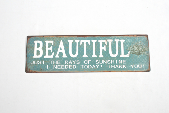 BEAUTIFUL' TIN PLAQUE    15X49