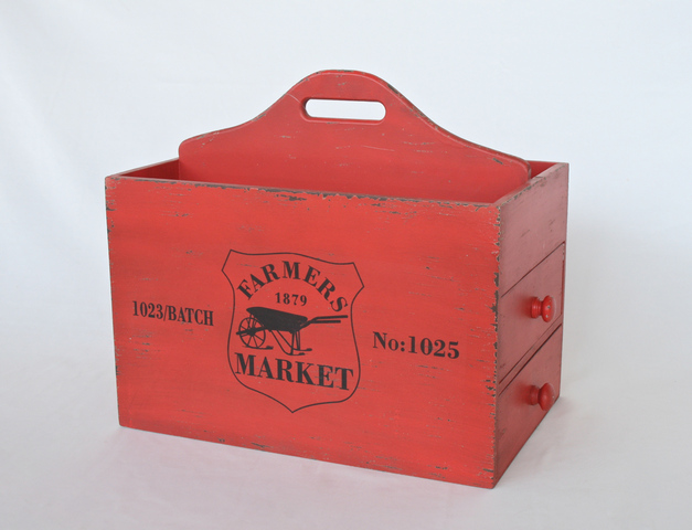 Red Wooden 2 Drawer Box