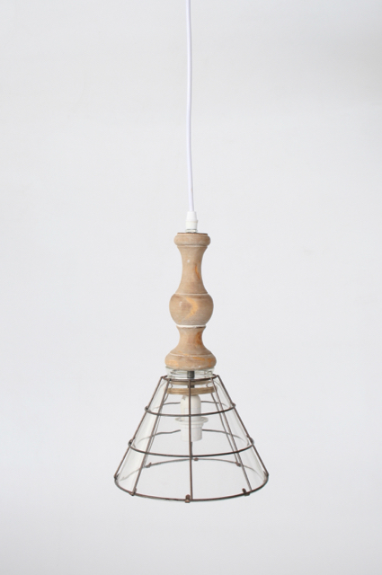 Hanging Glass Shade Wood Fitting