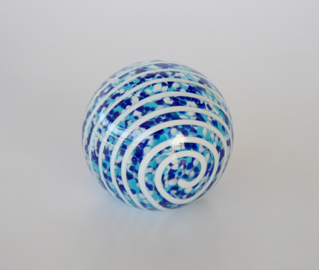Blue & White Glass Paperweight
