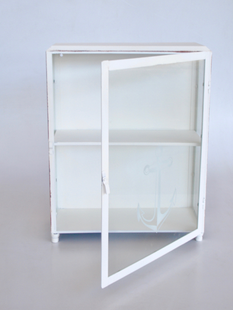 Iron Glass Cabinet With Anchor