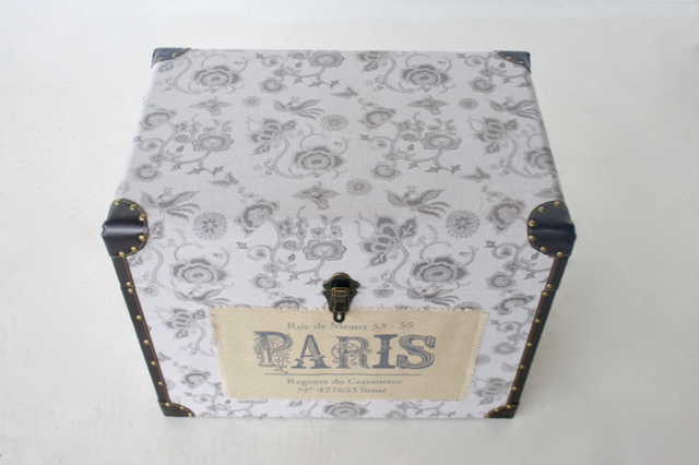 Set Of 4 Grey Floral Paris Trunks