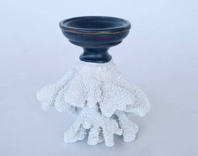 White Coral On Stand Candle Stick