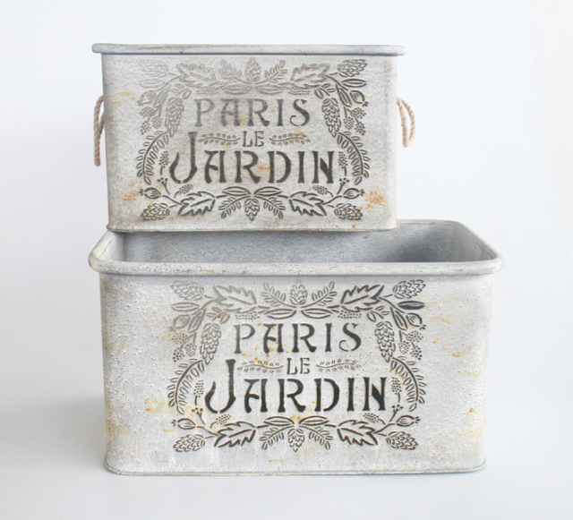 Set Of 2 Large Metal Planters