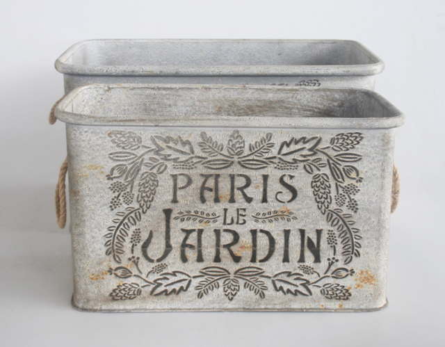 Set Of 2 Large Metal Planters