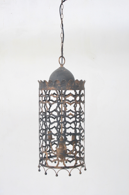 Moroccan Black & Gold Hanging Electric Light
