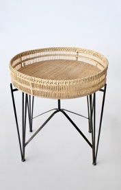Round Rattern Tray On Stand
