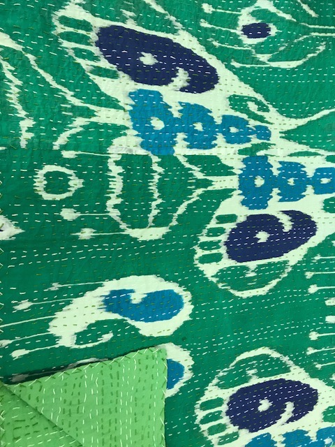 Ikat Green & Blue Cotton Throw