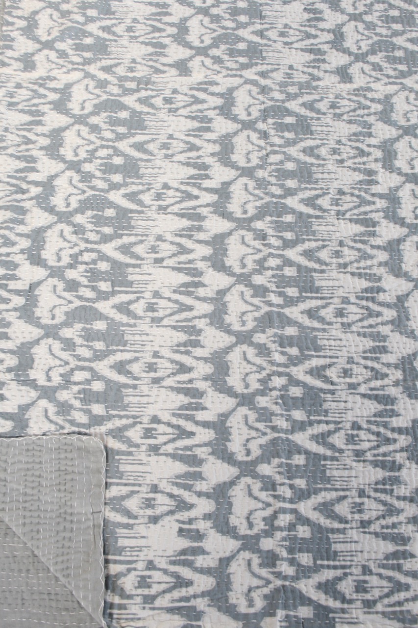 Ikat Grey Cotton Throw