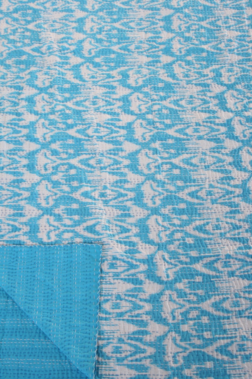 Ikat Turquoise Cotton Throw