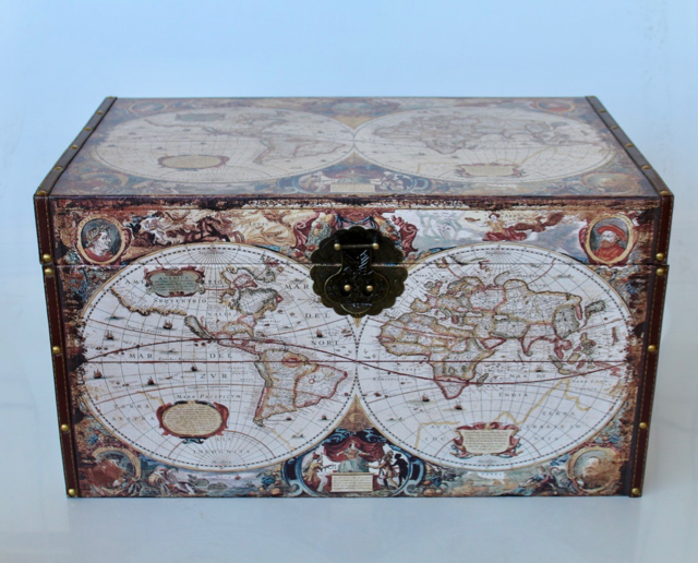 Set Of 3 Large World Map Trunks