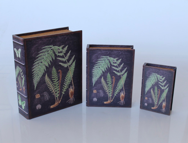 Set Of 3 Fern Black Boxes