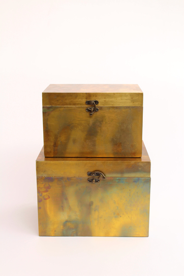 Set Of 2 Gold & Brass Finish Boxes