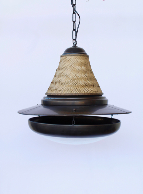 Hanging Light With Metal And Bamboo