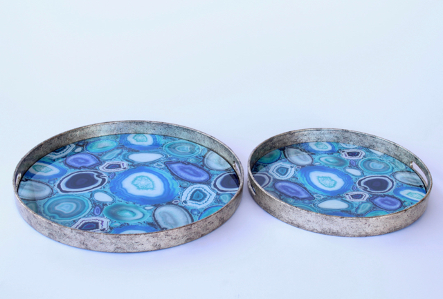 Set Of 2 Blue & Purple Trays
