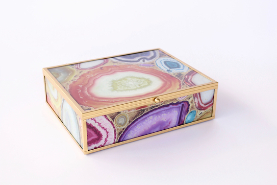 Set Of 2 Rectangular Multi Colour & Purple Boxes