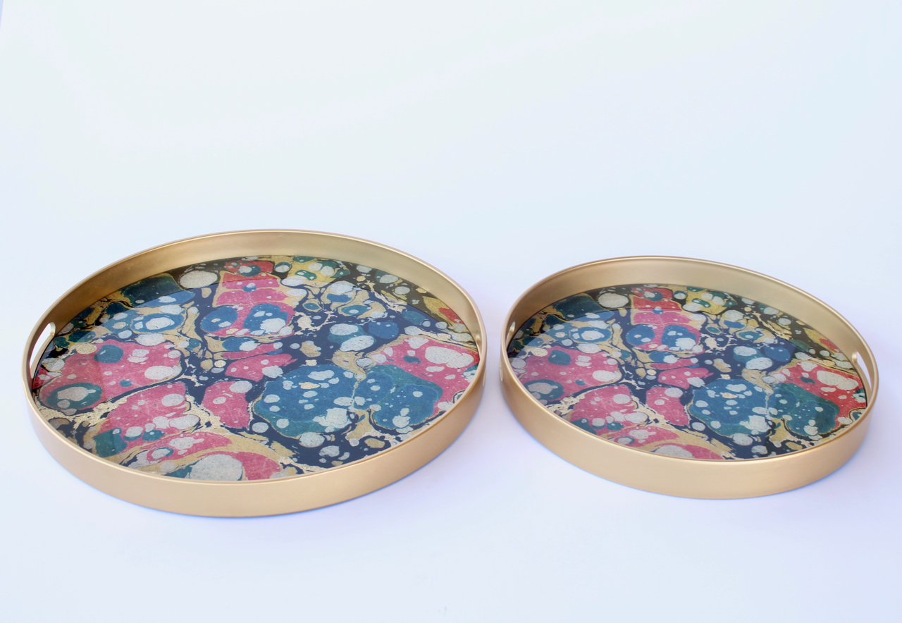 Set Of 2 Multi Coloured Trays