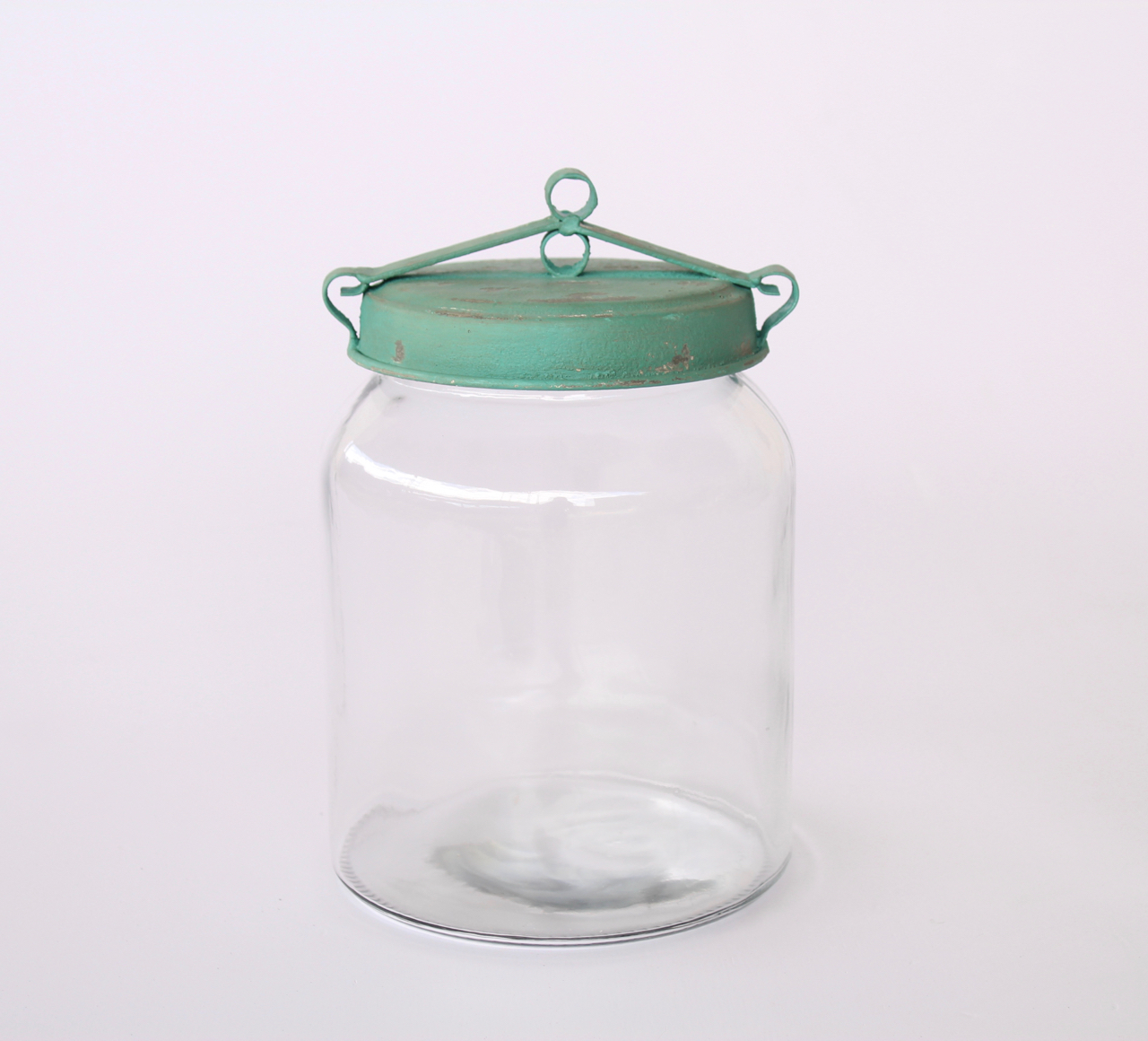 Large Glass Jar With Turquoise Lid