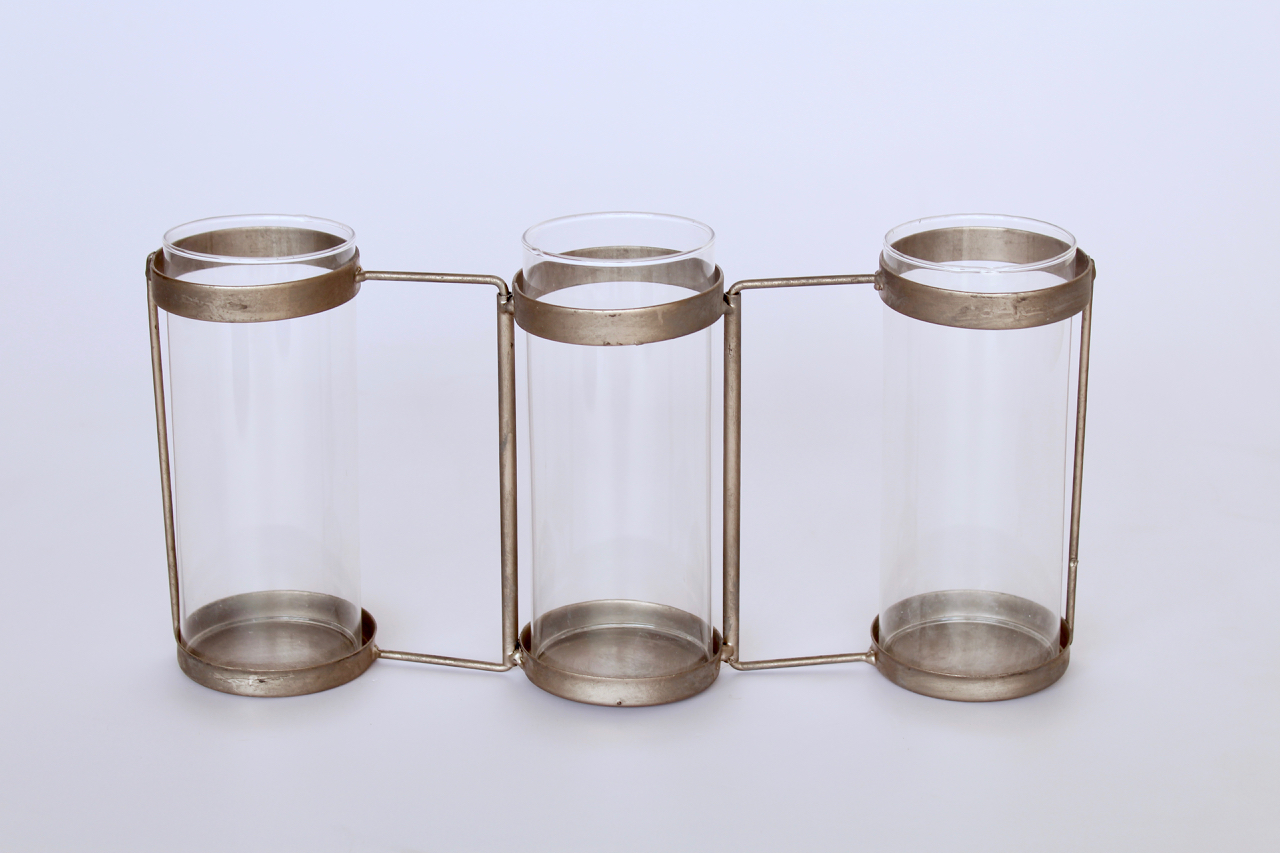 3 JOINED GLASS TEALIGHT HOLDER  17X34CM