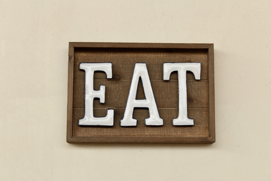 Enamel Eat & Wooden Sign