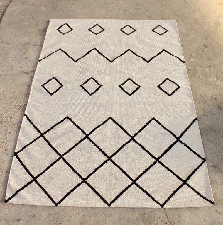 Berber Black On White Rug