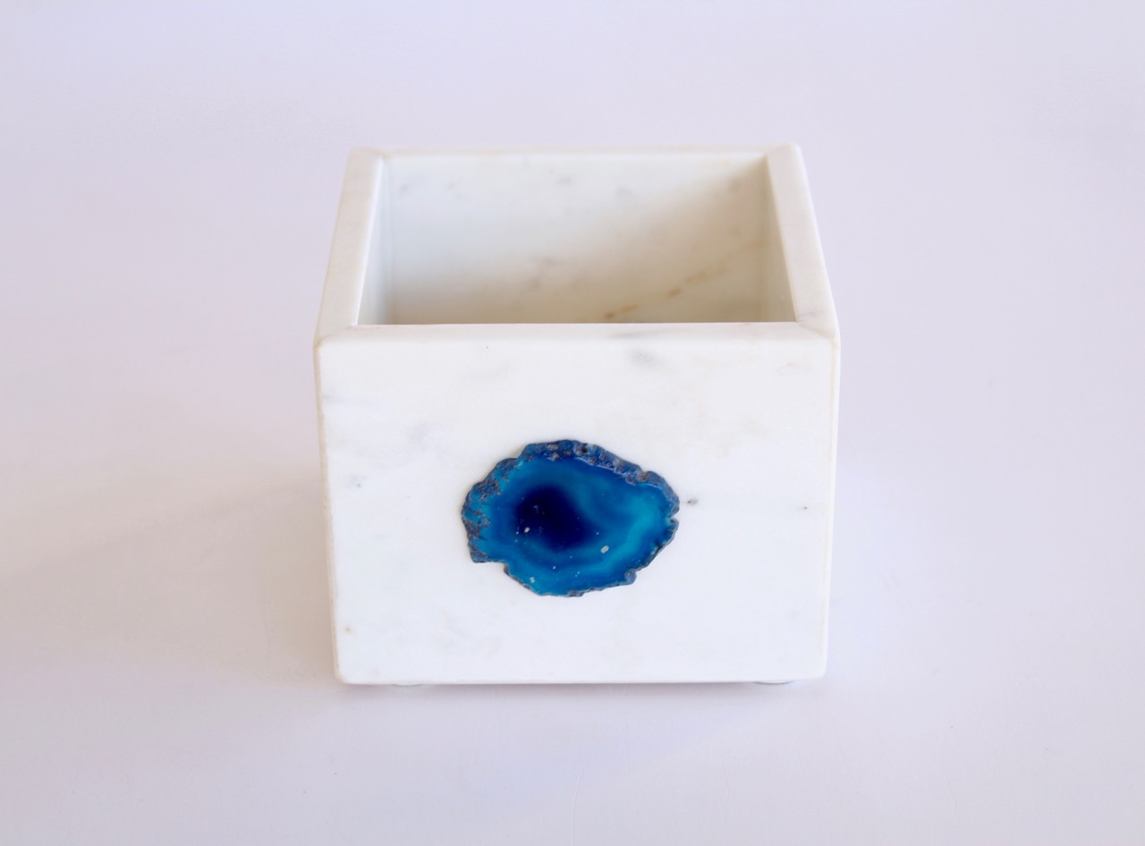 White Marble & Agate Square Open Box