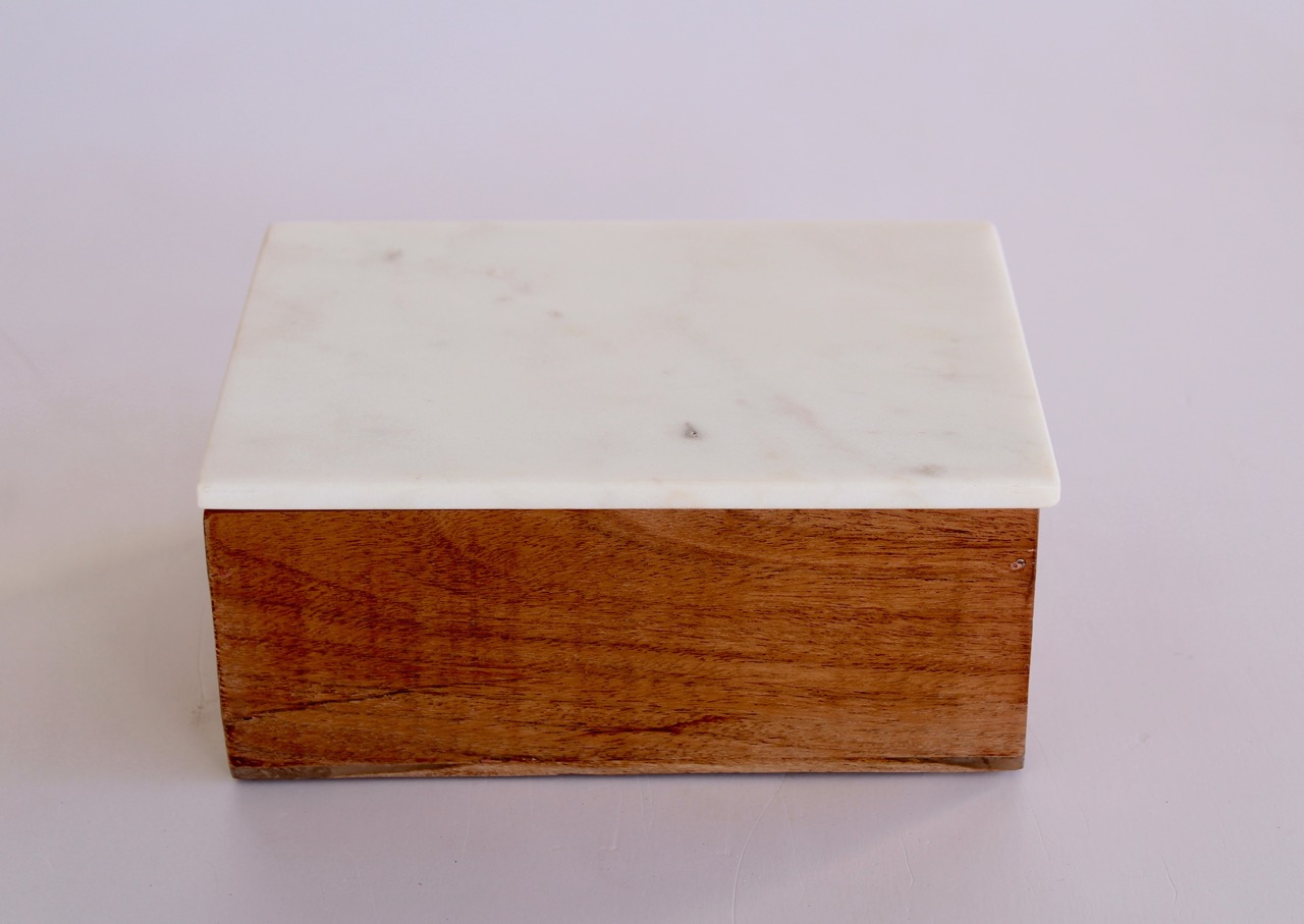 Oblong Wooden Box Marble Lid