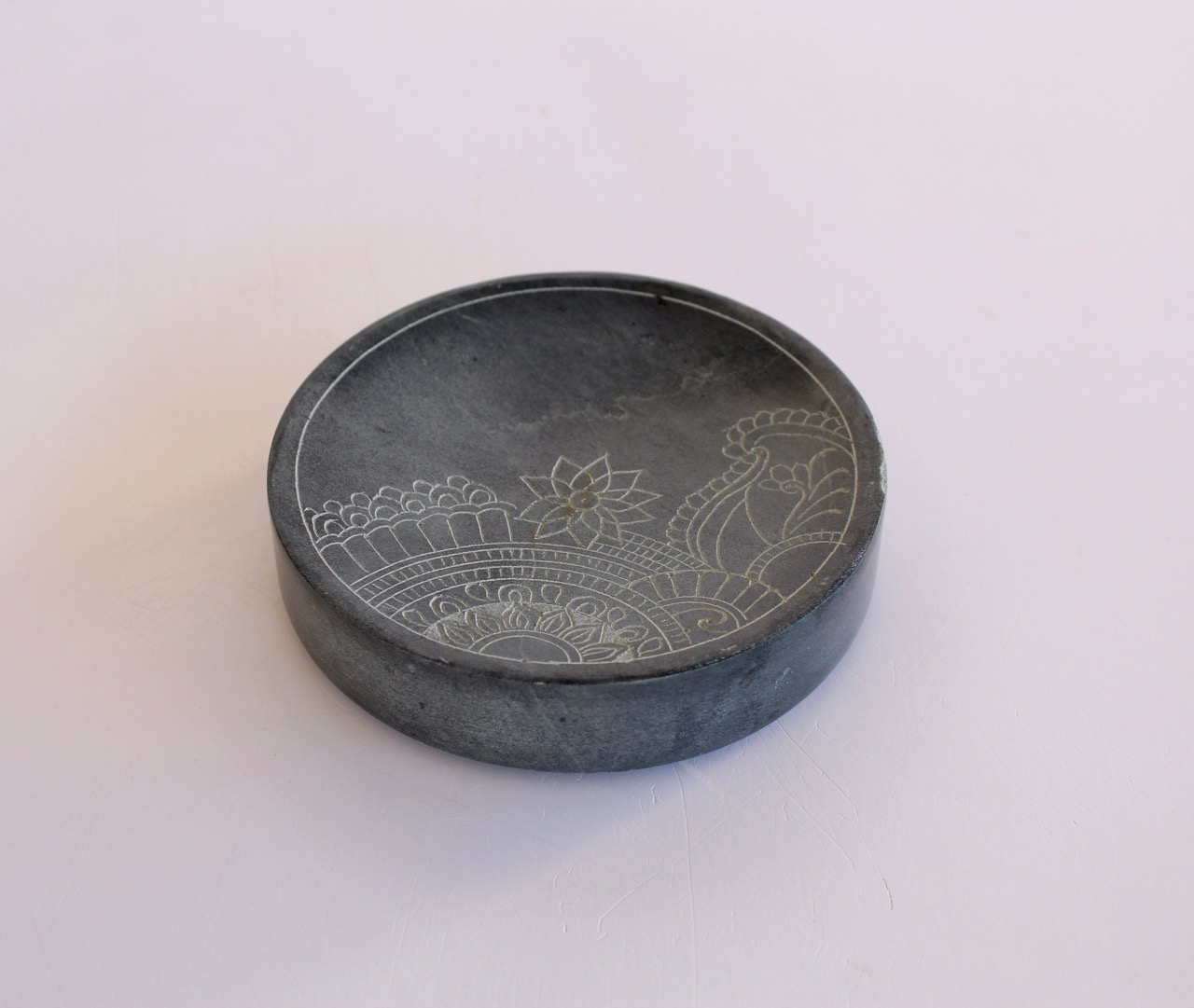 Soap Stone Round Engraved Dish
