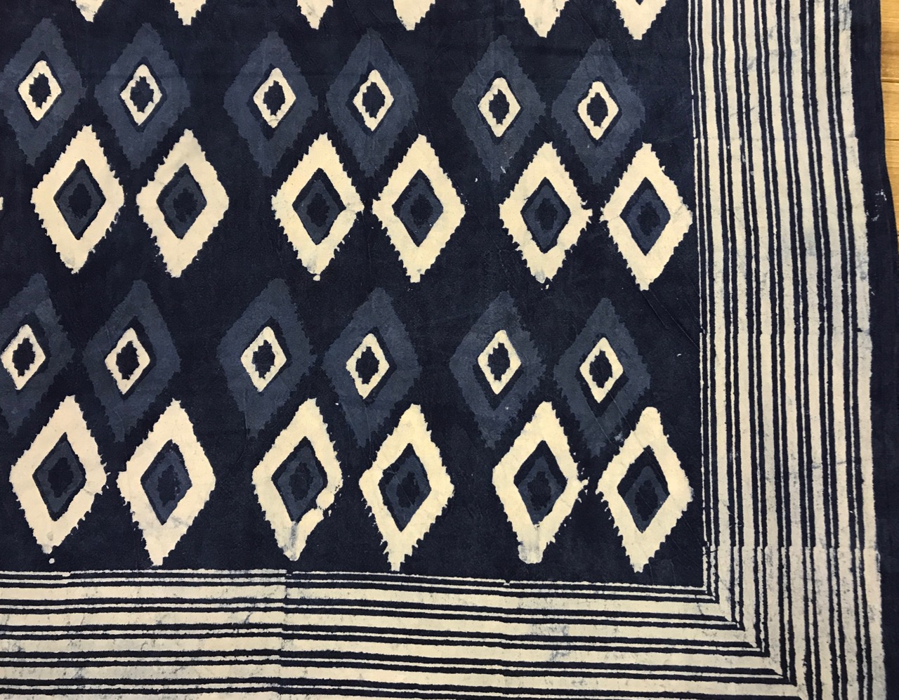 Navy & White Diamond Table Cloth