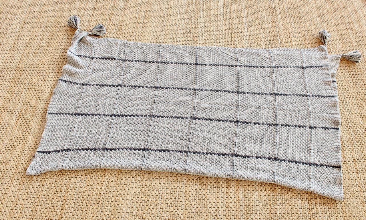 Charcoal & Grey Knitted Throw With Tassels