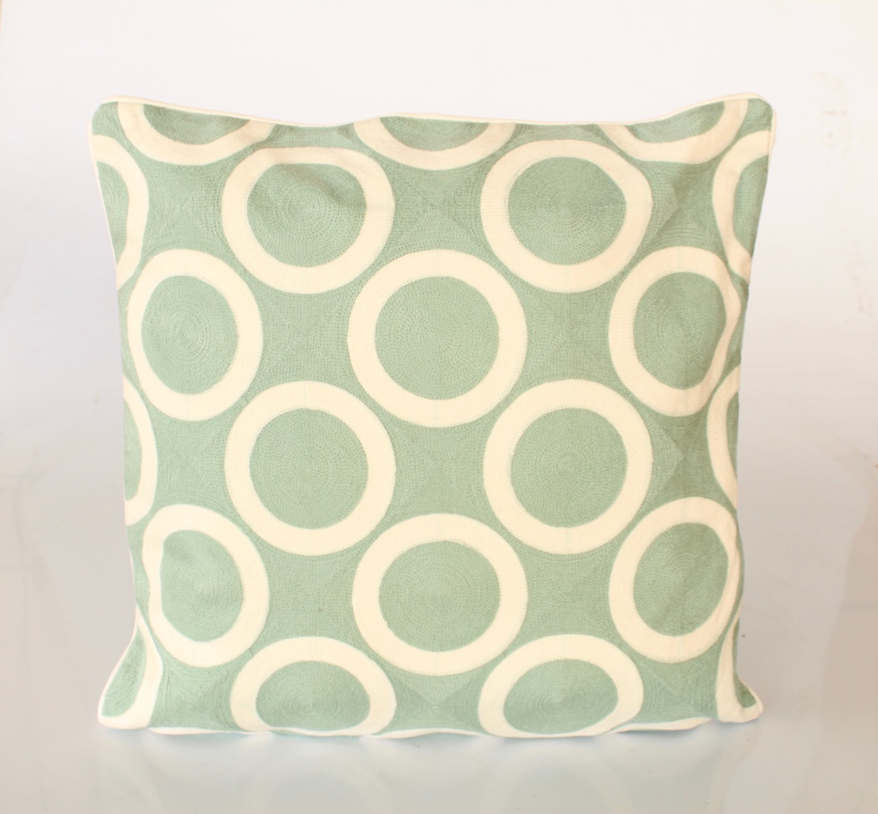 Duck Egg Blue Circles Cushion With Inner