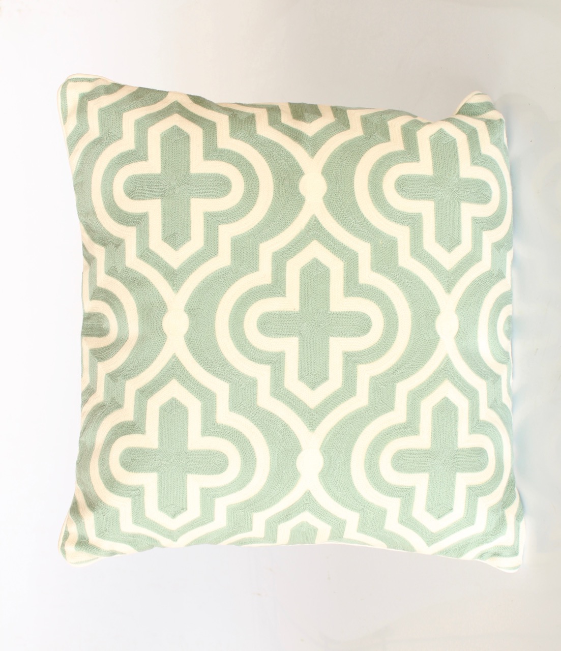 Duck Egg Blue Crosses Cushion With Inner