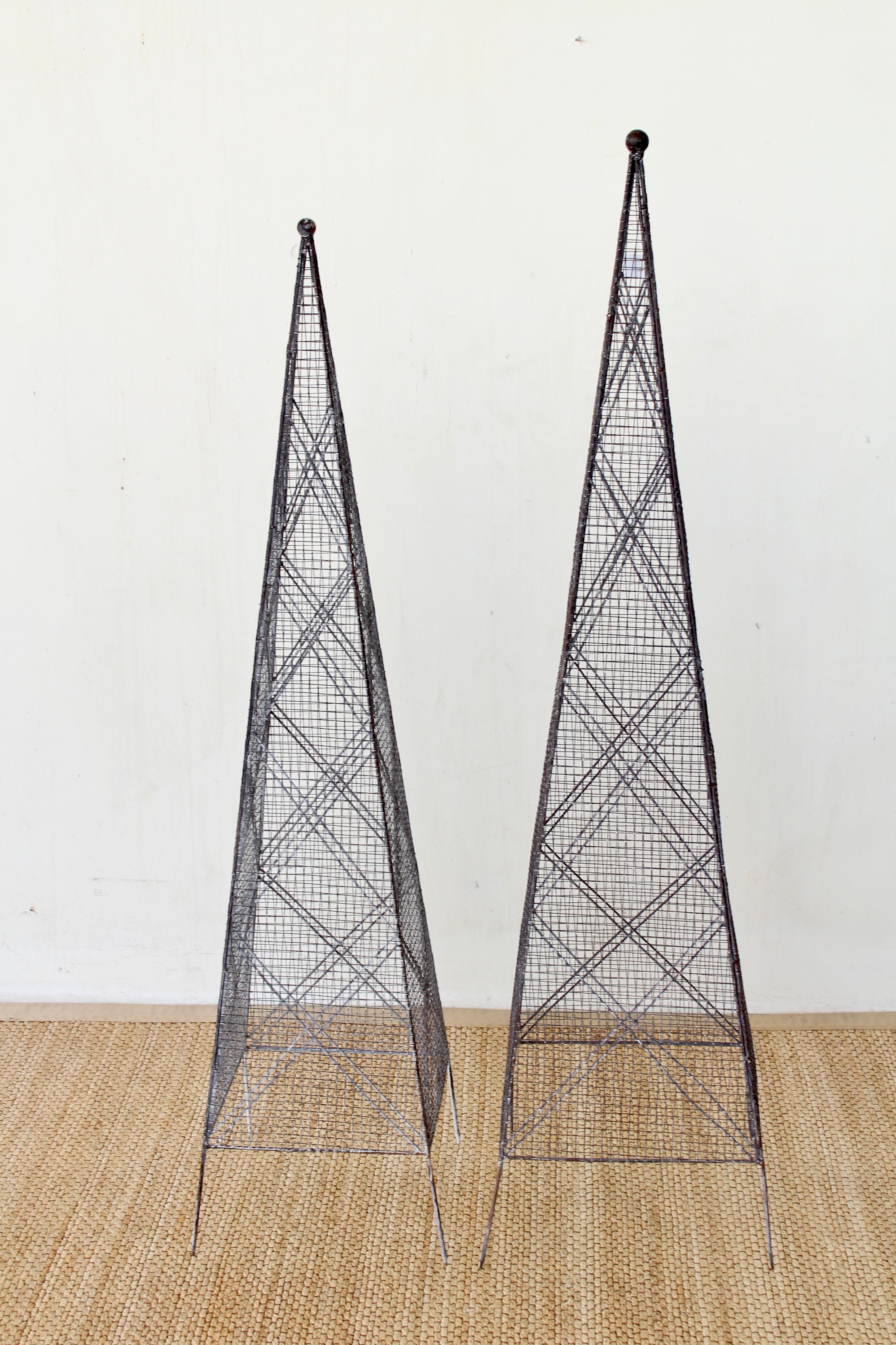 Set Of 2 Metal Trellis Obelisks