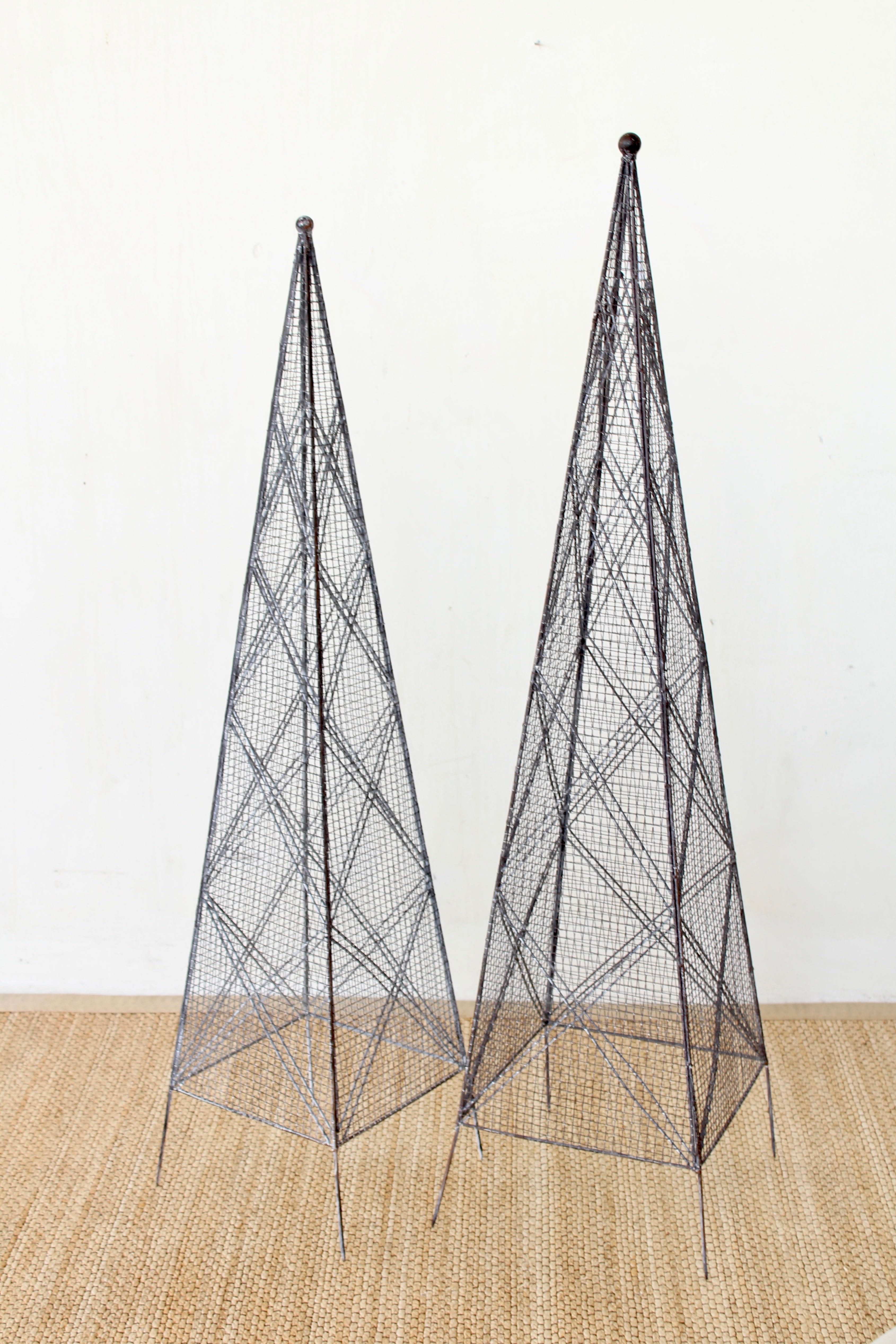Set Of 2 Metal Trellis Obelisks