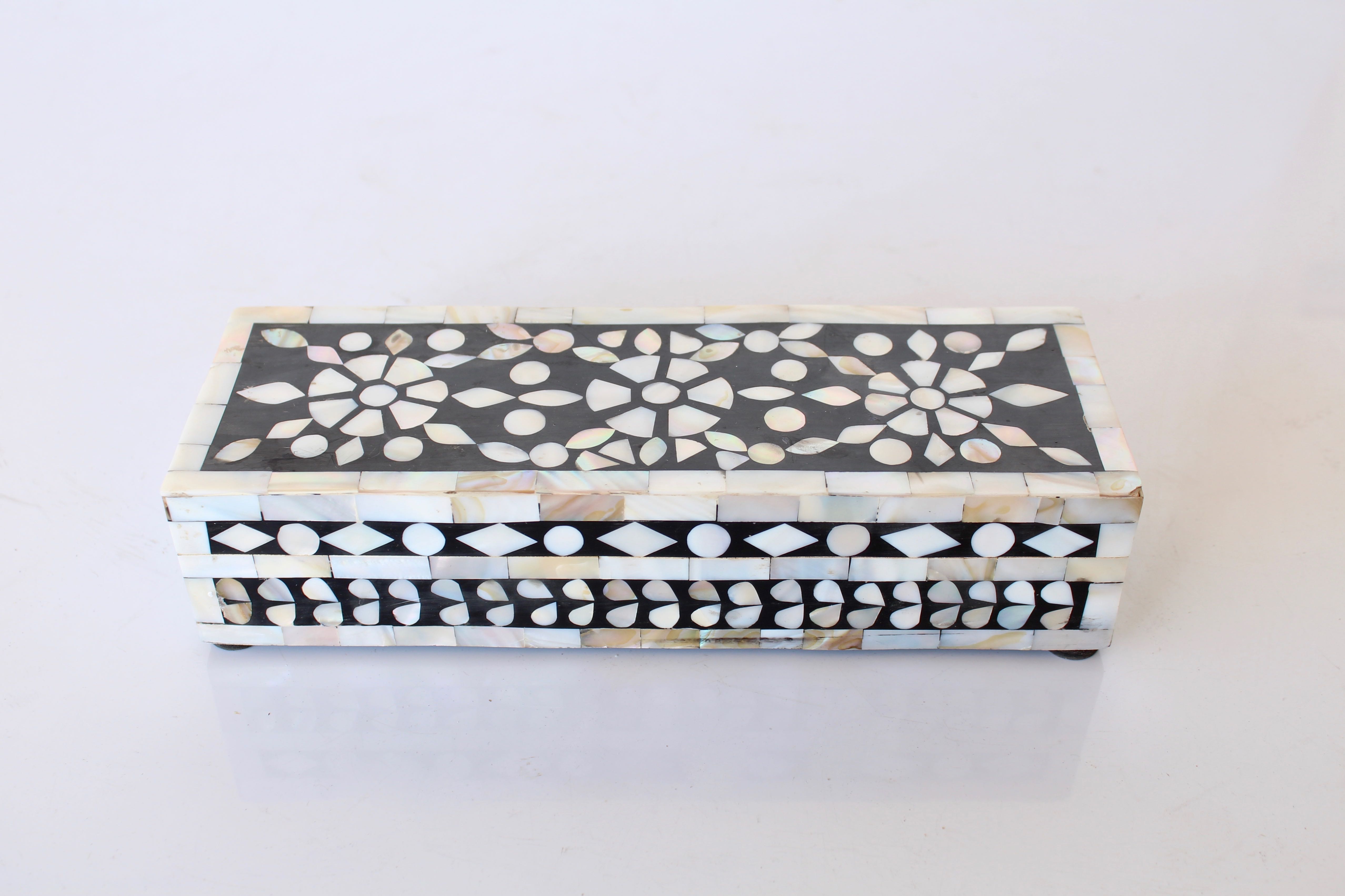 Mother Of Pearl Black Oblong Box